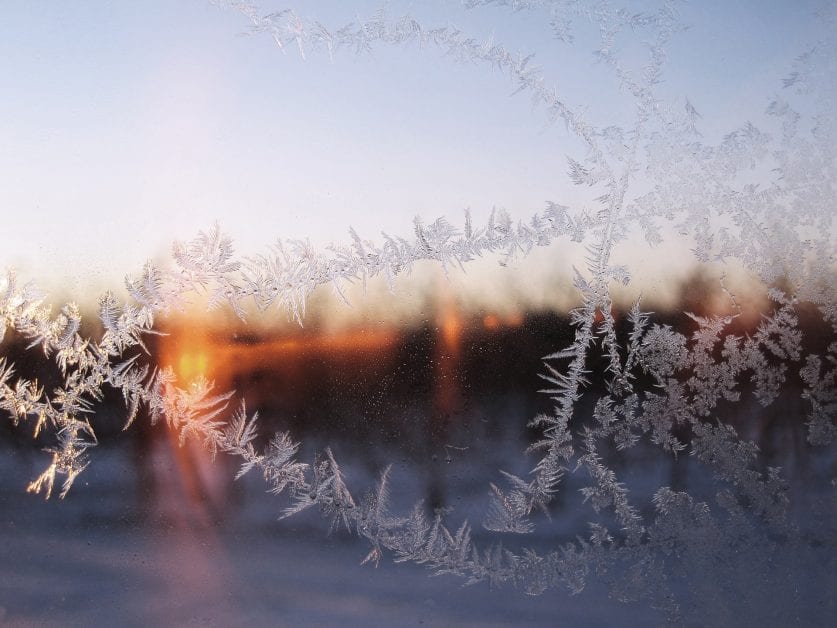 frost on window of a cold house
